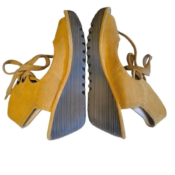 FLY LONDON | Yaffa 2.5"Wedges Sandals Yellow Suede Lace-up EU 38 / US7.5‐8 EUC - Picture 4 of 14